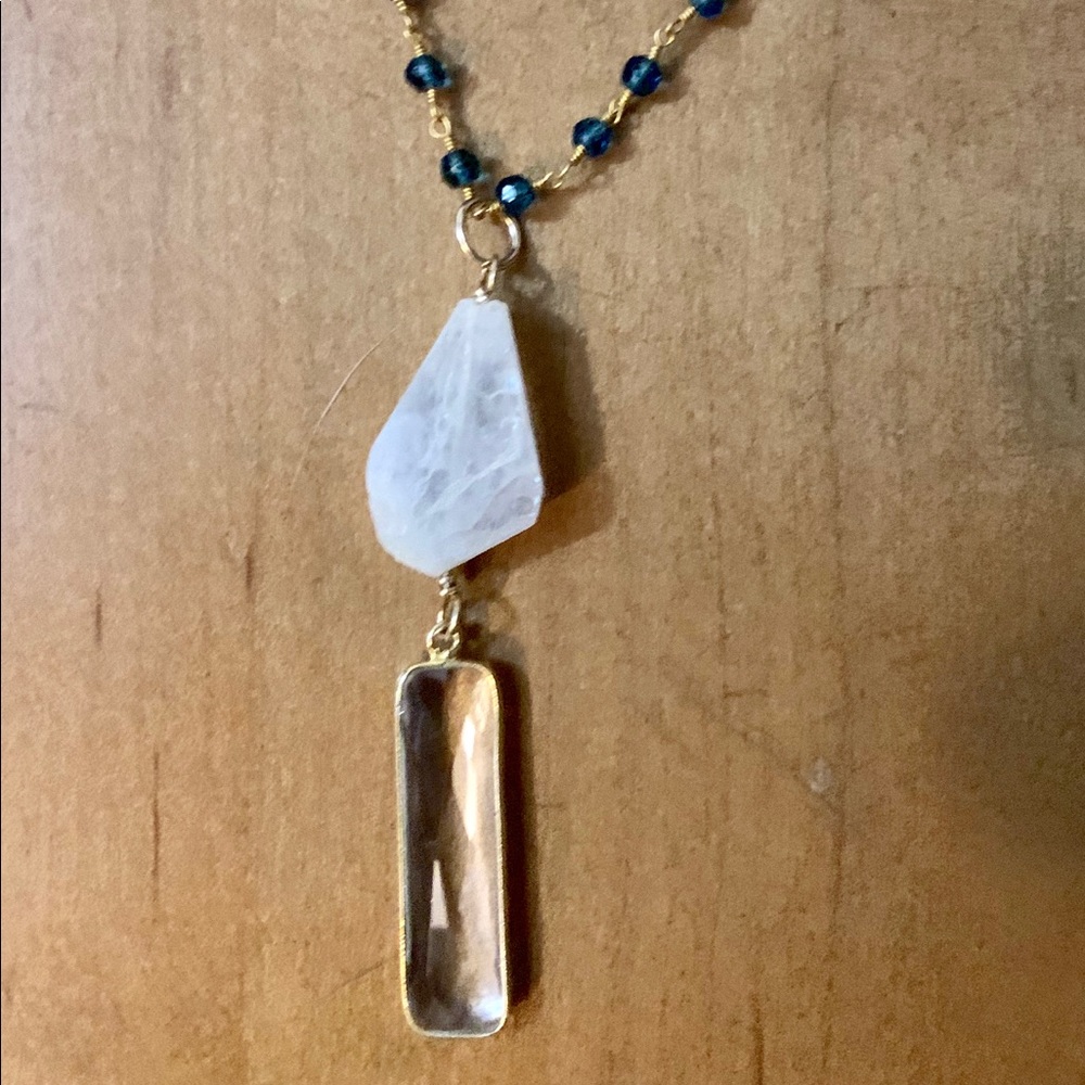 Moonstone/Crystal Quartz/Blue Quartz necklace